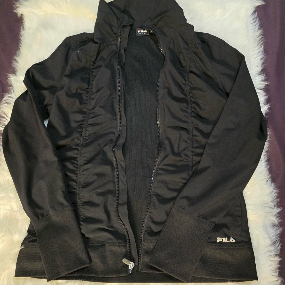 Fila Sport Black Women’s Jacket Zip Up Running Workout Fitted Size M